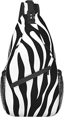 RFSHOP Zebra randigt tryck mode slingväska lätt vandring vardagsväska crossbody axel ryggsäck resa bröstväska för vuxna, Bild
