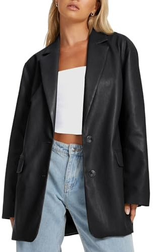 AUTOMET Womens Leather Jackets Faux Motorcycle Coats Bomber Outfits Fall Fashion Tops 2026 Winter Trendy Clothes Black S