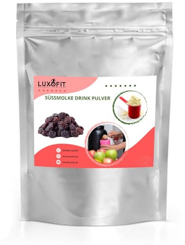 Luxofit Malaga Süßmolke Drink Pulver mit Whey Protein, Natürliche Farbstoffe, Proteinreiches Molkepulver, für Fitness und Wellness, L-Carnitin, Made in Germany (1 Kg)