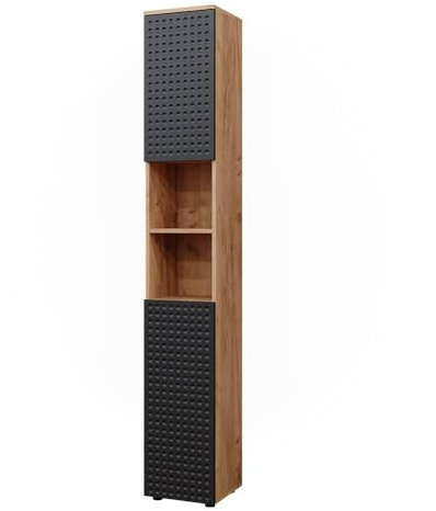 Vicco Badschrank Irma, Anthrazit gepunktet, 30 x 192 cm, zur Aufbewahrung von Badutensilien und kompatibel mit Irma-Serie