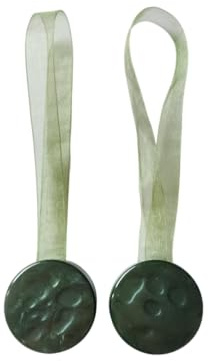 Coppia di Calamite per Tende - Semplici di Forma Tonda (Stile Madreperla) - In Vari Colori (Verde scuro)