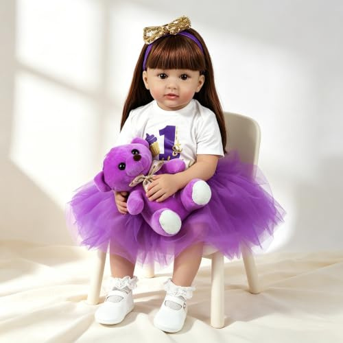 HUYRP Reborn Baby Puppen 24 Zoll 60 cm Lebensechte Reborn Puppe Neugeborenes Baby Puppe Reborn Baby Puppen Realistische Reborn Puppe Geschenk für Mädchen Geeignet für Kinder über