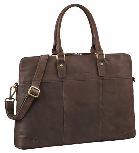 STILORD Charlize Moderne Leder Businesstasche Damen Groß Echtleder Laptoptasche 13-15.6 Zoll zum Umhängen - ideal als Aktentasche Freizeittasche oder Shopper Farbe:Zamora - braun