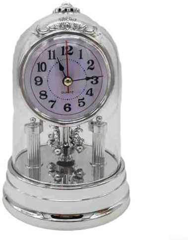 LVYXON Antique Retro Table Clock with Pendulum and Chime European Vintage Design (silver)