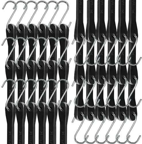 Bungee Cords with Hooks 21 50 Pack, Heavy Long Duty Rubber Tarp Straps with Crimped S Hooks for Securing Cargo, Tarps in Extreme Weather, Max Stretch 1.5X & Max Load Capacity 185 LBS