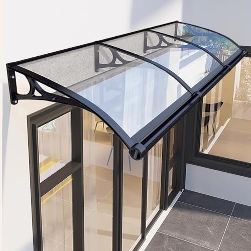 Window Awning Door Canopy, Door Awnings Exterior, Awning for Door Window Exterior, Front Door Canopy with Aluminum Bracket for UV, Rain and Snow Protection-Transparent-120x300cm/47x118