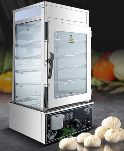 Vaporiera elettrica commerciale per chignon, telaio a 5 strati in acciaio inox da 1200 W, controllo della temperatura, per cuocere a vapore panini al vapore congelati veloci, pane al vapore, gnocchi