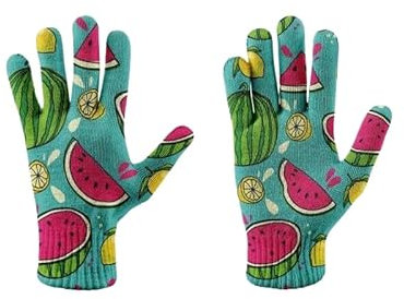 HZCRAES Vollfingerhandschuhe Für Damen – Bunter Fruchtdruck, Winterskihandschuhe Für Herren Und Damen, Outdoor-Reiten, Touchscreen-Fäustlinge, Dicke, e, Dehnbare Strickhandschuhe, Gestrickte Vollfi