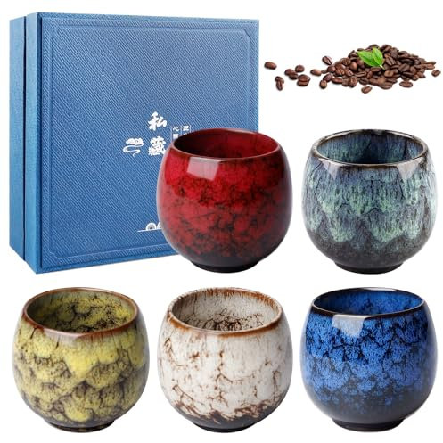 BORDEAG 5pcs Tazza Da Caffè In Ceramica 110ml Tazzine Caffè Espresso Set Di Tazze Da Caffè, Tazze In Ceramica Tazze Da Espresso In Ceramica Spesse Tazze Da Espresso Tazze Da Tè Per Caffè, Tè, Regali