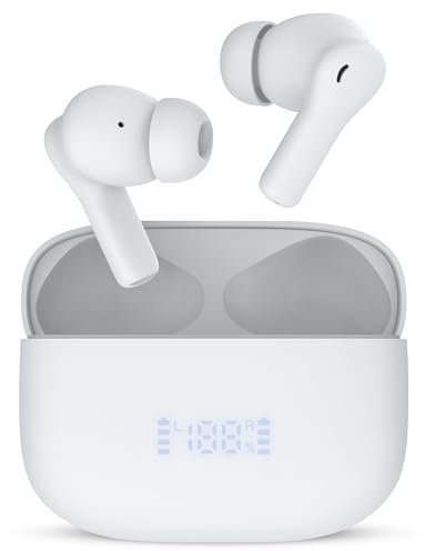 Beleth Auriculares intrauditivos Bluetooth TWS Earset Pro1, tamaño mediano, color blanco, incluye cable, auriculares y manual (idioma español no garantizado)