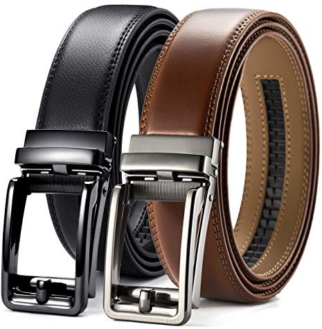 CHAOREN Ledergürtel Herren 2 Stücke Schwarz Braun– Automatik Gürtel Herren Leder 35mm mit Geschenkbox – Design Gürtel für fast jeden Anlass und jedes Outfit