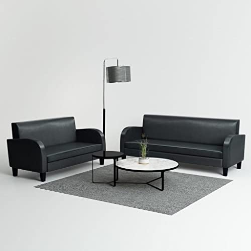 Somanki 2-TLG. Sofa-Set Kunstleder Schwarz, Loungesofa, Sofas & Couches, Relaxsofa, Couch für Wohnzimmer - 275227