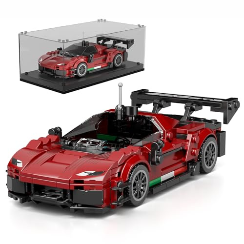 Mould King 27087 Technik Speed Champion Klemmbausteine Auto Supersportwagen Bausteine Set Rennwagen F296 GT3 mit Acryl Vitrine Geschenke für Jugendliche und Erwachsene(416 Teile)