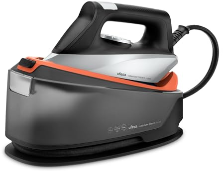 Ufesa Absolute Steam Luxe Ångstation, 2400W Ångstrykjärn med 8 Bars Tryck, 330g Ångstöt, Keramiksula, 1,2L Tank, Avkalkningssystem och Keramisk Sula