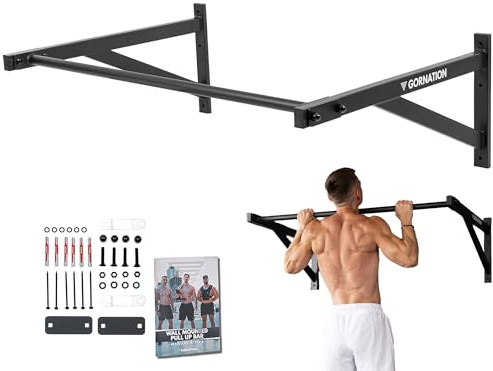 GORNATION Sbarra per Trazioni da Muro, Barra da Parete per Pull Up, Chin Up, Muscle Up e Addominali, Sbarra per Allenamento a Casa, Pull Up Bar Antiscivolo per Home Workout (Indoor, Large)