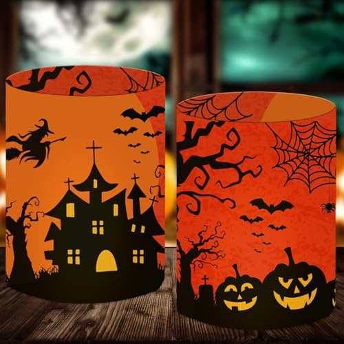 12 Windlicht Tischdeko Halloween Deko Kinder, Gruselige Windlicht zum Halloween Geburtstag Deko Party Dekoration Innen Draußen, Geeignet für Teelichter oder Kerzen