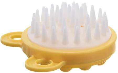 Kopfhautmassagegerät, Haarschrubber aus Silikon, Kopfhautbürste, weiche Borsten, ergonomisches Griff-Design, ideal für Duschbad, 7,5 x 7,5 x 3,5 cm, Gelb, 1 Stück