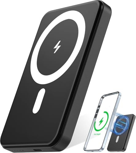 Inalámbrico Power Bank, Magnético Batería Externa 10000mAh para iPhone, Cargador Inalámbrico 20W Cargador Carga Rápida, Bateria Portatil Powerbank para iPhone 16 15 14 13 Pro MAX Plus Samsung Android