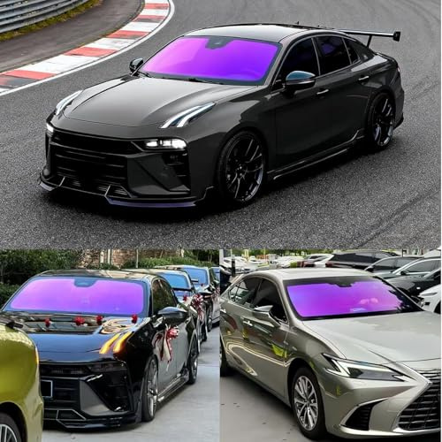 XhuangTech Car Window Tint Film Purple-Blue, 65% VLT Car Solar Film Anti-Glare, 99.6% Anti UVR Heat Rejection UV Block Protection Window Sticker, Auto Tint for Rear Windshield/Side Window (50CMX3M)