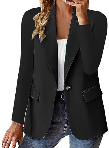 Richymfa Blazer Donna Elegante Curvy con Risvolto Blazer da Lavoro da Donna Casual con Bottoni Tailleur Giacca Business Slim Fit Giubbotto da Cerimonia Invernale Jacket Formale Classic Taglie Forti