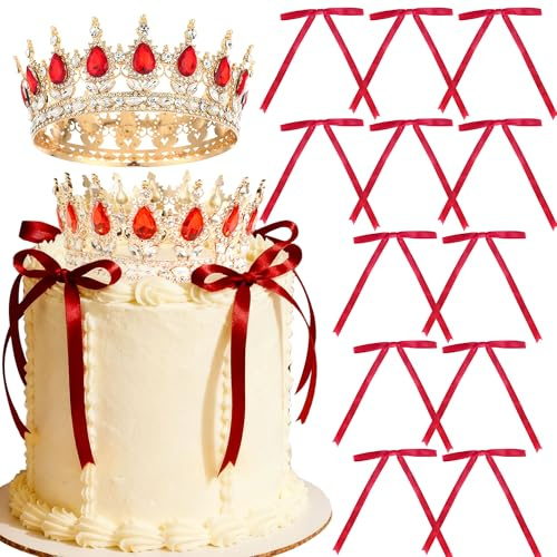 corona roja como decoración para tartas bolas doradas corona como decoración para tartas placa dorada con forma de mariposa para cumpleaños o babyshower