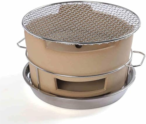 EliteBloom Clay Grilling Stove, Small Round Clay Charcoal Stove, Clay Grilling Stove, Ceramic Fire Pit, Portable Tabletop Pottery Stove, Outdoor BBQ Package,A-21CM