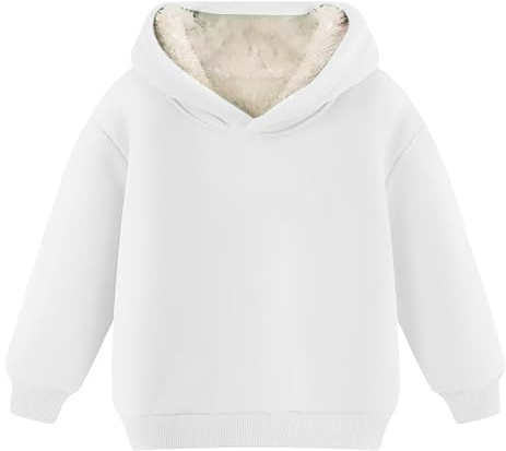 Sudadera con capucha con forro polar para adolescentes, niñas y niños, cálida y esponjosa para invierno, sudadera informal lisa de felpa, jersey a la moda sólido térmico de manga larga tipo pullover