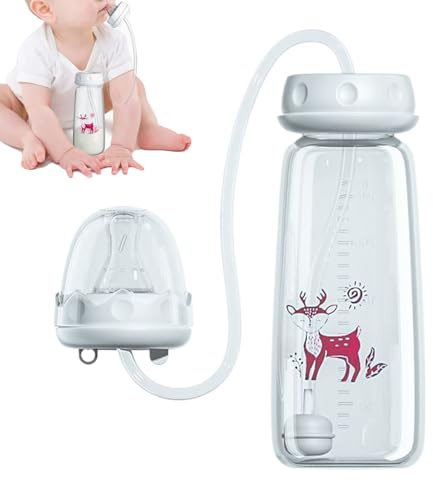 Biberon anti-coliche a mani libere 3 in 1, silicone a tenuta stagna da 240 ml con cannuccia per capezzoli, biberon regolabile a flusso rapido, design portatile a tenuta stagna per casa, hotel, viaggi