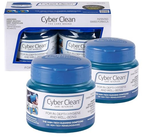 Cyber Clean Car Reinigungsmasse DOPPELPACK 2 x 145g, Reinigungsgel für Cockpit Reinigung und Pflege, wiederverwendbare Reinigungsknete für Armaturen und Auto Innenraum