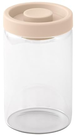 Brabantia Vakuum-Vorratsglas 1,2 Liter mit integriertem Pumpdeckel und hohem, klarem Design, geeignet für Kaffee, Tee oder trockene Speisekammerzutaten in Schränken