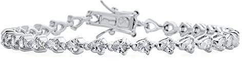 Bling Jewelry Gioielli da Sposa Tradizionali Bracciale Tennis Sottile e Delicato con Zirconi Cubici AAA CZ a Forma di Pera Goccia per Donne Matrimonio Placcato Argento 7 Pollici