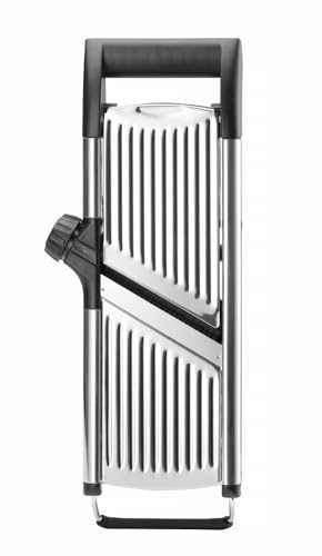 HENDI Cortador de verduras, mandolina de cocina multifuncional, rebanadora manual, 5 cuchillas, soporte antideslizante, 395x125x(h)200 mm, acero inoxidable, polipropileno y ABS