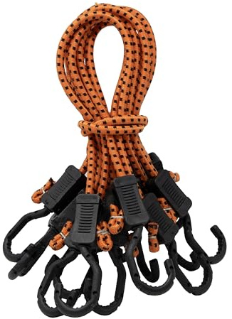 Kotap MABC-24 All- Purpose Adjustable Bungee Cords with Hooks, 24-Inch, Orange/Black, 10 Count