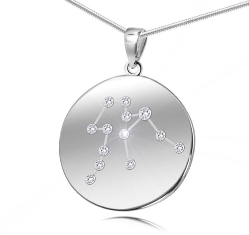LillyMarie Damen Hals-Kette Silber 925 Sternzeichen-Anhänger oxidiert längen-verstellbar Geschenkverpackung Kleine Geschenke