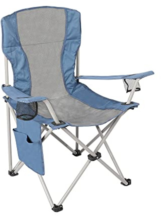 Homecall 30115 camping Folding chair 600D polyester /rip stop with side pocket grey blue, 95.0 cm*55.0 cm*55.0 cm