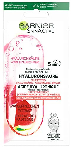 Garnier SkinActive - Masque Tissu Ampoule Raffermissant - Contre les Signes de l'Âge - Acide Hyaluronique & Extrait de Pastèque