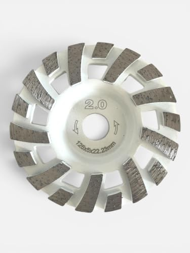 Disque Diamant à Meuler et Poncer, Meule Abrasive Diamantée 125mm x 22,23mm à Double Rangée, pour Poncer Chape, Dalle Béton, Carrelage et Colle Carrelage.