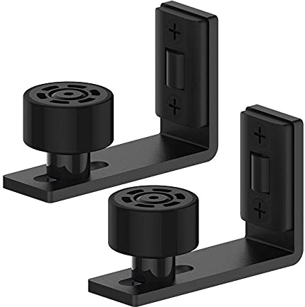 Floor Guide 2 Pack Adjustable Sliding Barn Door Bottom Roller Guide Wall Mount Hardware Black