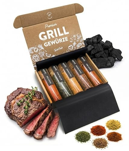 TIMBER TASTE® Grillgewürze Geschenkset für Frauen - 5 aromatische BBQ Rubs im edlen Grill Gewürze Set | Grillgewürze | Gewürzset | Feinkost Idee | Geschenk für Hobbygrillerinnen zum Geburtstag