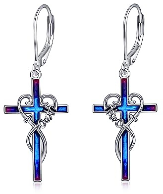 Kreuz Ohrringe Sterling Silber Damen Religiöses Kreuz Baumeln Ohrringe Schmuck Geschenke für Frauen Mädchen