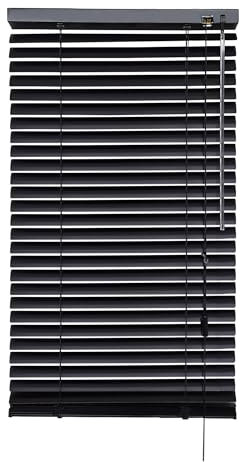 iYueMps Tende veneziane nere, 80 cm x 220 cm, in alluminio, per finestre con morsetto o foratura, resistente, tagliabile, facile da montare, lamelle da 25 mm, per ufficio e casa