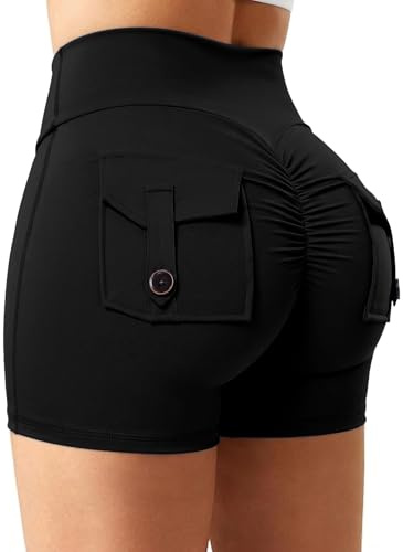 STARBILD Damen Fitness Shorts High Waist Bauchweg Control, Kurze Leggings mit Po Lifting Scrunch Design, Sport Shorts Push Up für Yoga Gym Laufen