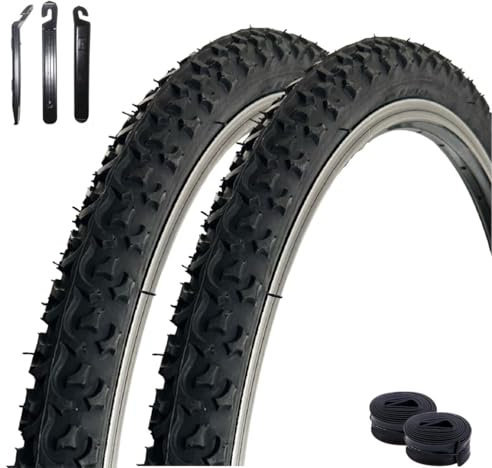2 x VEE Rubber V123 26 Fahrradreifen Schwarz 47-559 (26 x 1.75) + 2 x passende Schläuche AV inkl. maxxi4you Reifenheber