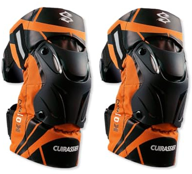 OLYSPM 2 Piezas de Rodilleras de Moto,Rodilleras Moto,Rodilleras MTB con Carcasa Resistente y Acolchado Suave,Rodilleras Motocross Ajustables para 40 a 90 KG