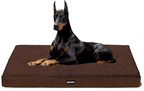 HMTOPE Ortopedisk hundsäng, 10 cm tjock hundkudde för stora hundar, avtagbar och tvättbar hundmatta, halkfri undersida, vattentätt innerfoder, 120 cm, brun