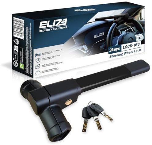 Steering Wheel Lock for Cars & Vans - Car Lock Anti-Theft Device - High Visibility Immobiliser - Vehicle Security Lock - Includes 3 Keys (UK Company)