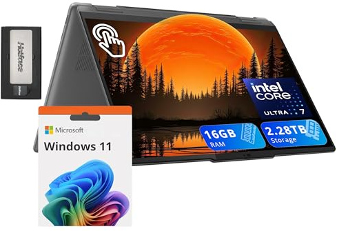 Lenovo Yoga 7i 14 2-in-1 WUXGA Touchscreen Laptop, Intel Ultra 7 155U, 16GB LPDDR5X, 2.28TB Storage(2TB SSD+288GB Docking Station Set), Backlit Keyboard, Fingerprint Reader, Win 11, Grey