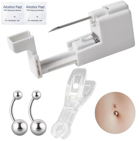Kit de piercing et nombril, aiguilles stériles, anneaux de nombril, outils portables pour homme et femme