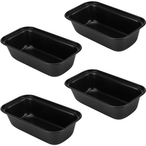 4 Stk.Kastenform Mini,Kleine rechteckige Backform mit Antihaftbeschichtung | Hitzebeständige Kuchenform,für Kuchen/Brot/Toast, Karbonstahl Schwarz, 15,6x8,5cm