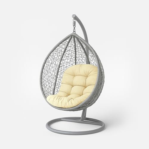 HOMESCAPES Coussin pour Fauteuil Suspendu extérieur, Coussin de Rechange pour Fauteuil œuf – Usage intérieur et extérieur - Crème